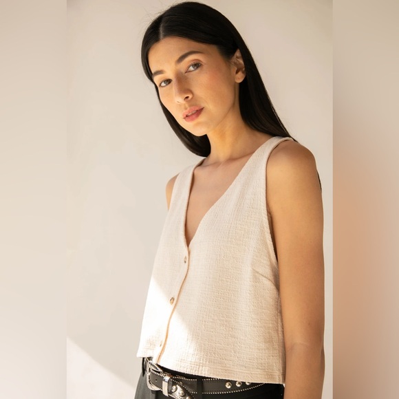 Oak + Fort Button Front Tank - S - Sage - Picture 2 of 5